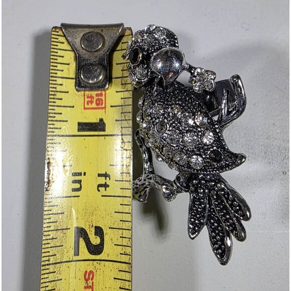 Rhinestone Parrot ring Silver-Tone Metal Bird adjustable - Picture 2 of 3